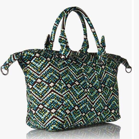 Vera Bradley Rain Forest Hadley Satchel Signature Cotton Multicolor Zip Bag New - Picture 2 of 11